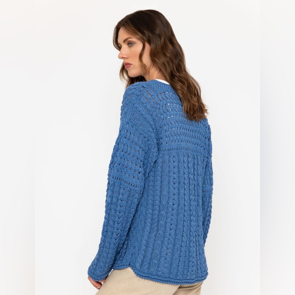 Aran Iris Cotton Ladies Cardigan - Blue size S - Picture 4 of 15